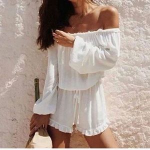 White off the shoulder romper