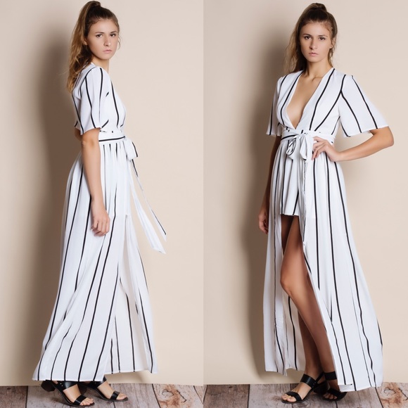 Homage Striped Maxi Romper Dress - Picture 3 of 4