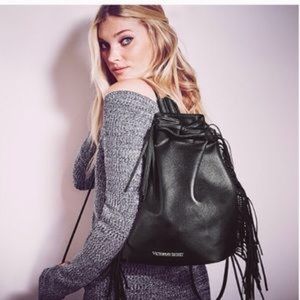 Victoria Secret Black Leather Backpack.