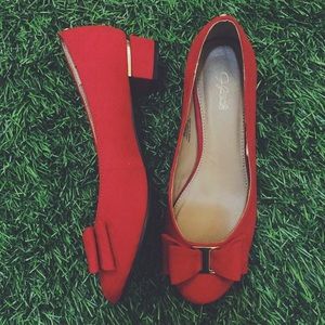 Cherry Red Flats Low heel - Size 9 Jaclyn Hill
