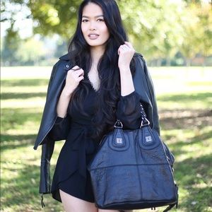 Givenchy Medium Nightingale Satchel, Black Pebble