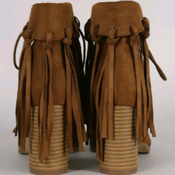 Last Size 9☕Suede Camel Tassel Fringe Booties - Picture 5 of 5