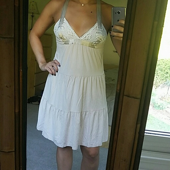 Crochet- top beige dress