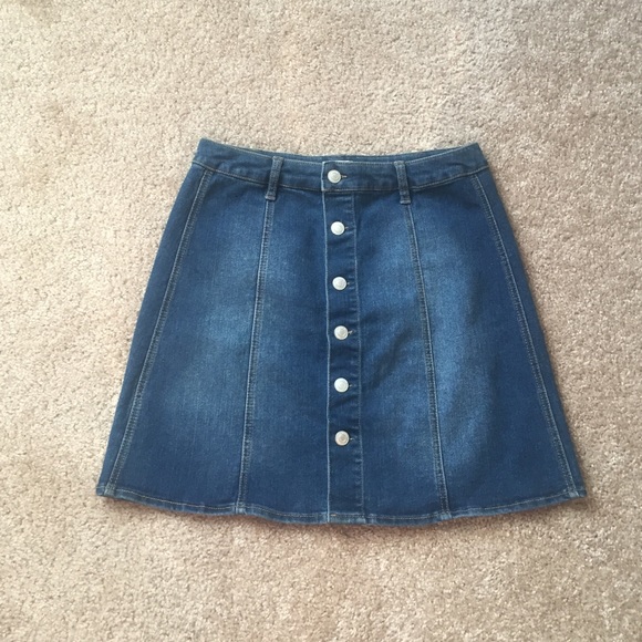Button front high waisted denim mini skirt size 12