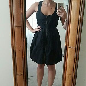 Black cotton zip up dress