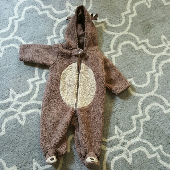 Carters Baby Reindeer Brown snowsuit/bunting 6 mo