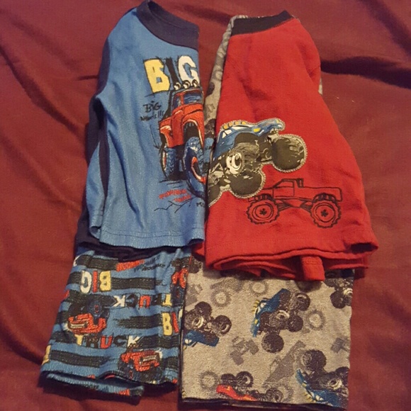 2 sets Monster Truck flannel PJs