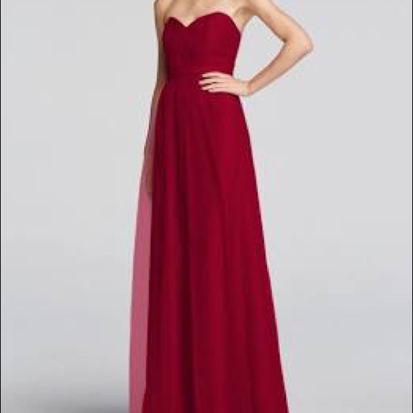 David's Bridal Red Chiffon Bridesmaid dress
