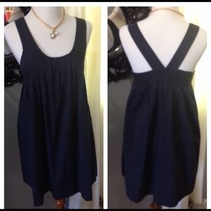 Navy dress with detail at top