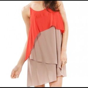 Tan and coral tank dress