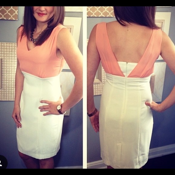 Peach and white tank dress