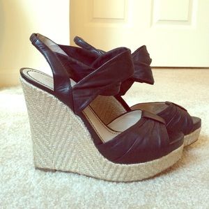 Nine West Black Leather Wedge