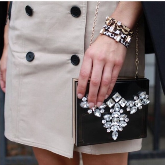 Black Lucite Bejeweled Clutch - Picture 2 of 3