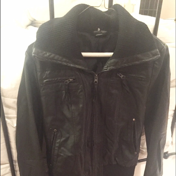 Sparkle & Fade Faux Leather Bomber Jacket