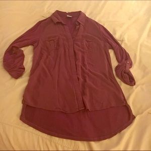 Maroon button up long sleeve top