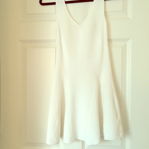 White Vneck Knitter Skater Dress