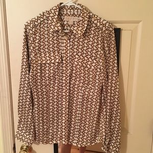 Michael Kors silk gold chain link shirt