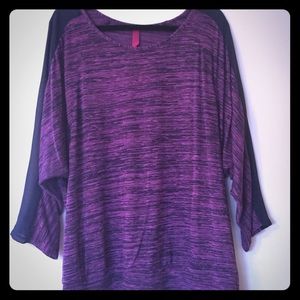 Pure Energy Purple & Navy knit 3/4 sleeve Top