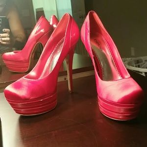 bebe red high heels