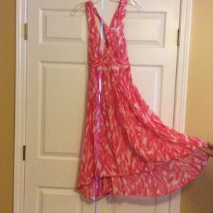 Anthropologie pink printed sundress