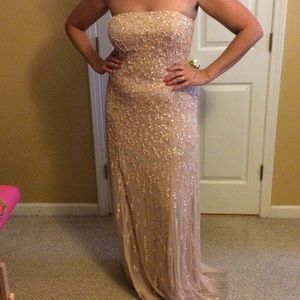 Cache rose gold sequin evening gown