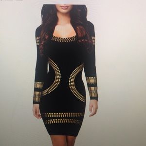 Miusol BodyCon Kim Egypt Gold Foil Dress 👻👻👻
