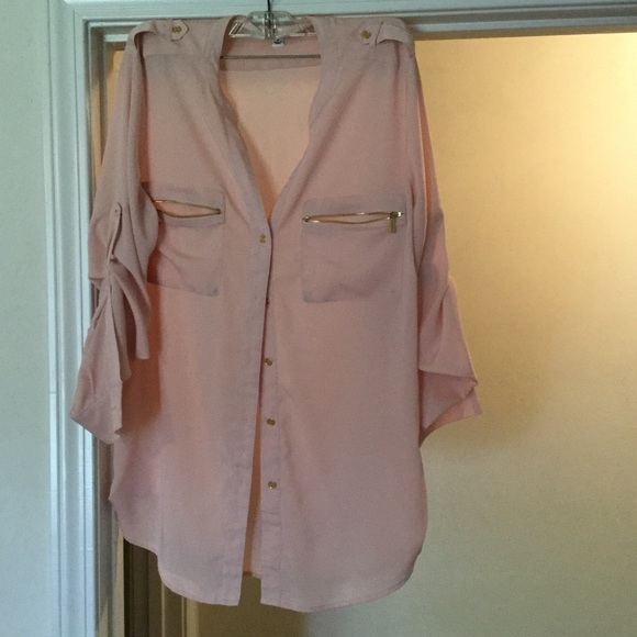 Light pink, gold Calvin Klein blouse SZ Medium