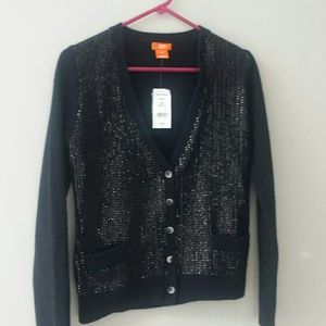 Black Wool Sequined Cardigan