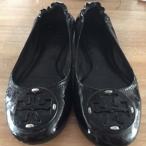 Tory Burch patent leather all black flats