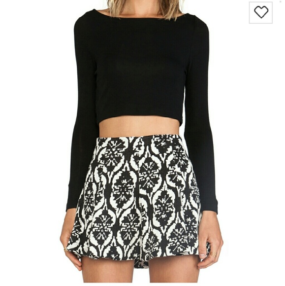 Cropped Boatneck Long Sleeve Top