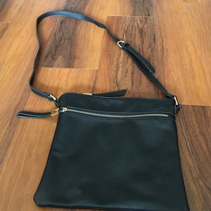 Black leather cross body bag