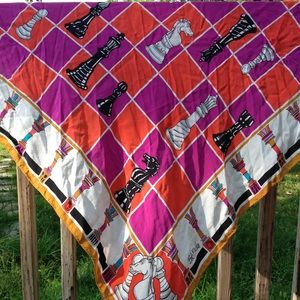 Bob Mackie Vintage Chess Board Silk Scarf