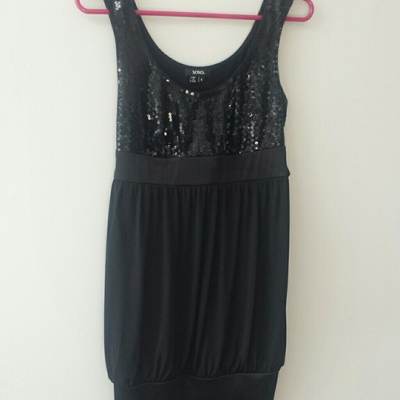 Black XOXO Dress with Sequins - Picture 1 of 4