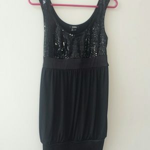 Black XOXO Dress with Sequins