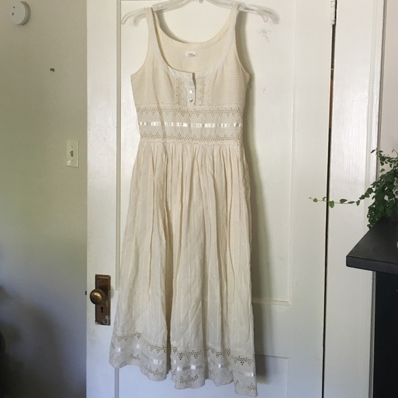 Anthropolgie Long Cream Maxi Dress