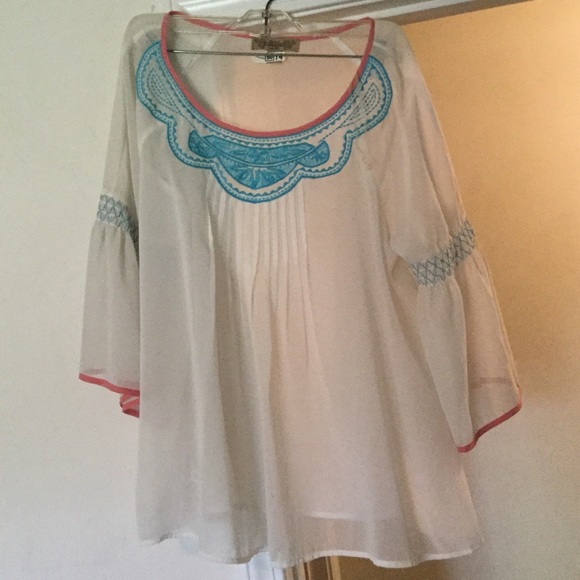 Flowy Boho Shirt SZ M Nine West Vintage - Picture 1 of 3