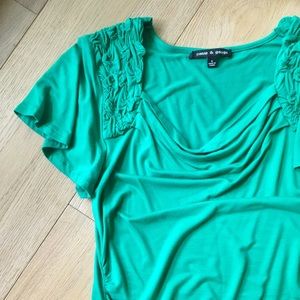 Green Jersey Flutter Top