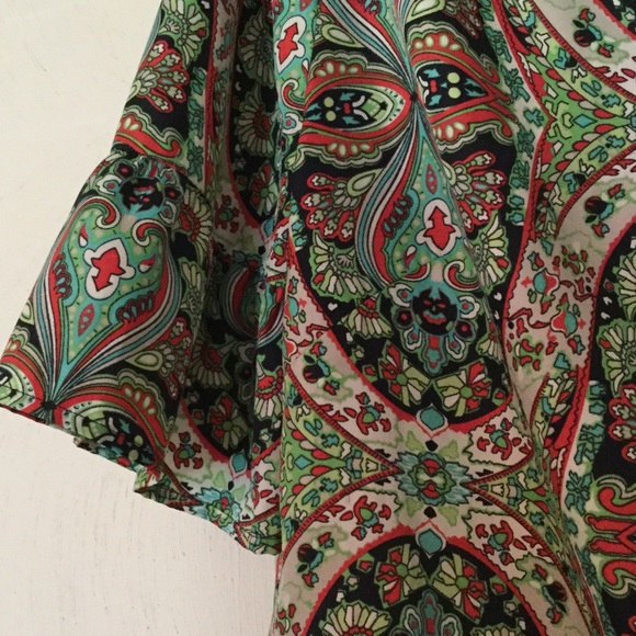 Loft Boho Print Silky Top SZ Med - Picture 3 of 3