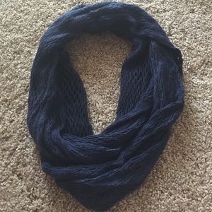 Navy blue infinity knit scarf