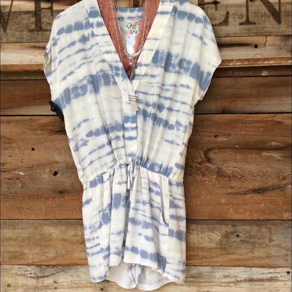 Blue and white Tye Died Romper