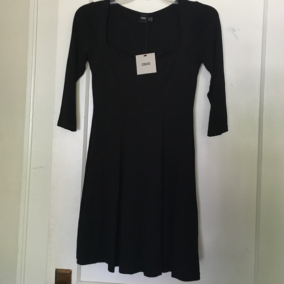 ASOS black sweetheart neckline skater dress
