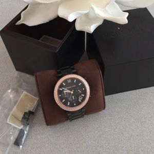 Michael Kors black/gold watch NWT