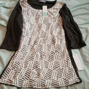 Loveappella Keaten Lace Front Knit Top