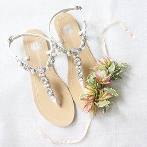 Bella belle crystal and pearl sandals, NWOT.