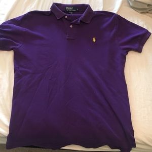 purple polo shirt