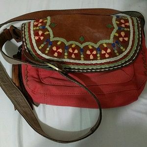 Lucky Brand Leather/Canvas Crossbody Bag