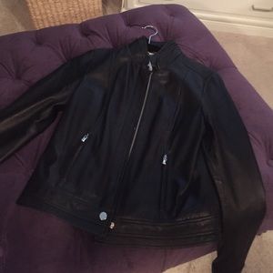 Leather bomber jacket