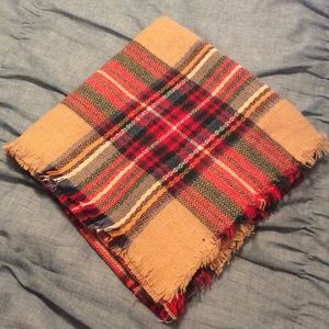 Plaid blanket scarf