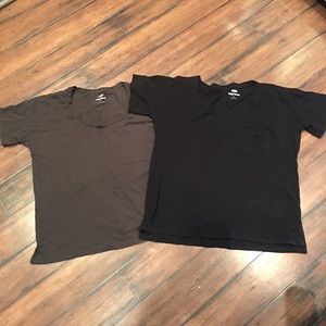 Two Old Navy boyfriend t-shirts.  Brown and black.