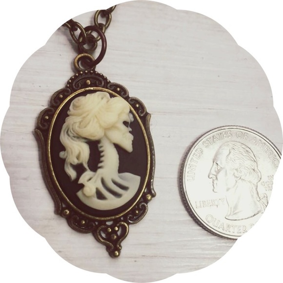 Small Skeleton Lady Cameo Necklace